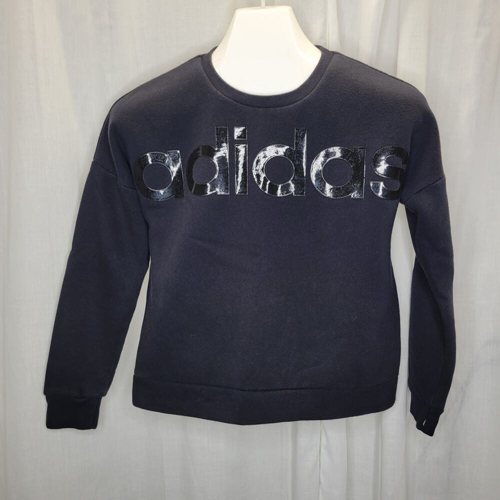 Adidas Youth Black Sweatshirt with Shiny Vinyl Logo, Youth L